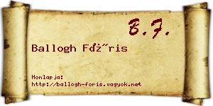 Ballogh Fóris névjegykártya